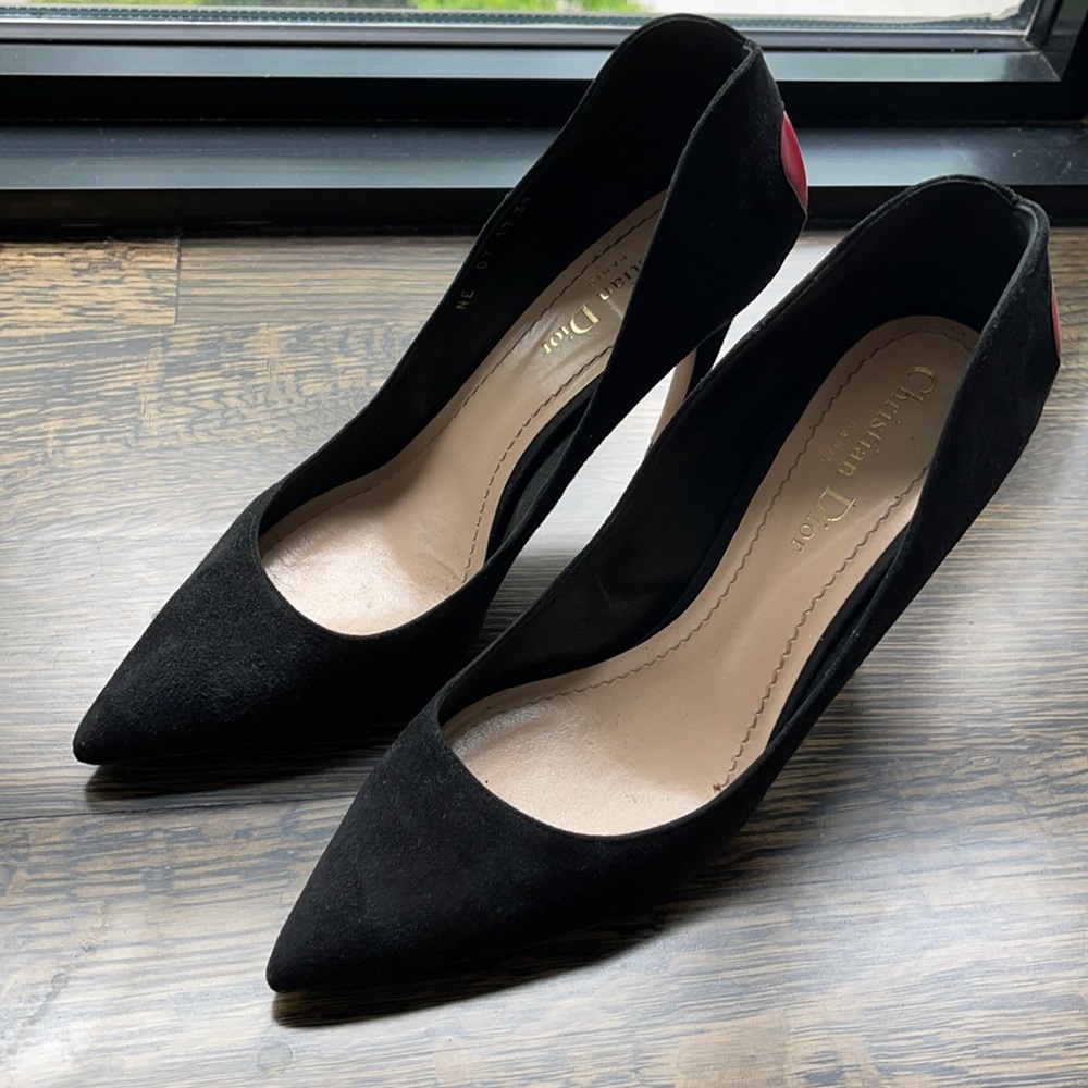 Dior Black Suede Heart Pumps